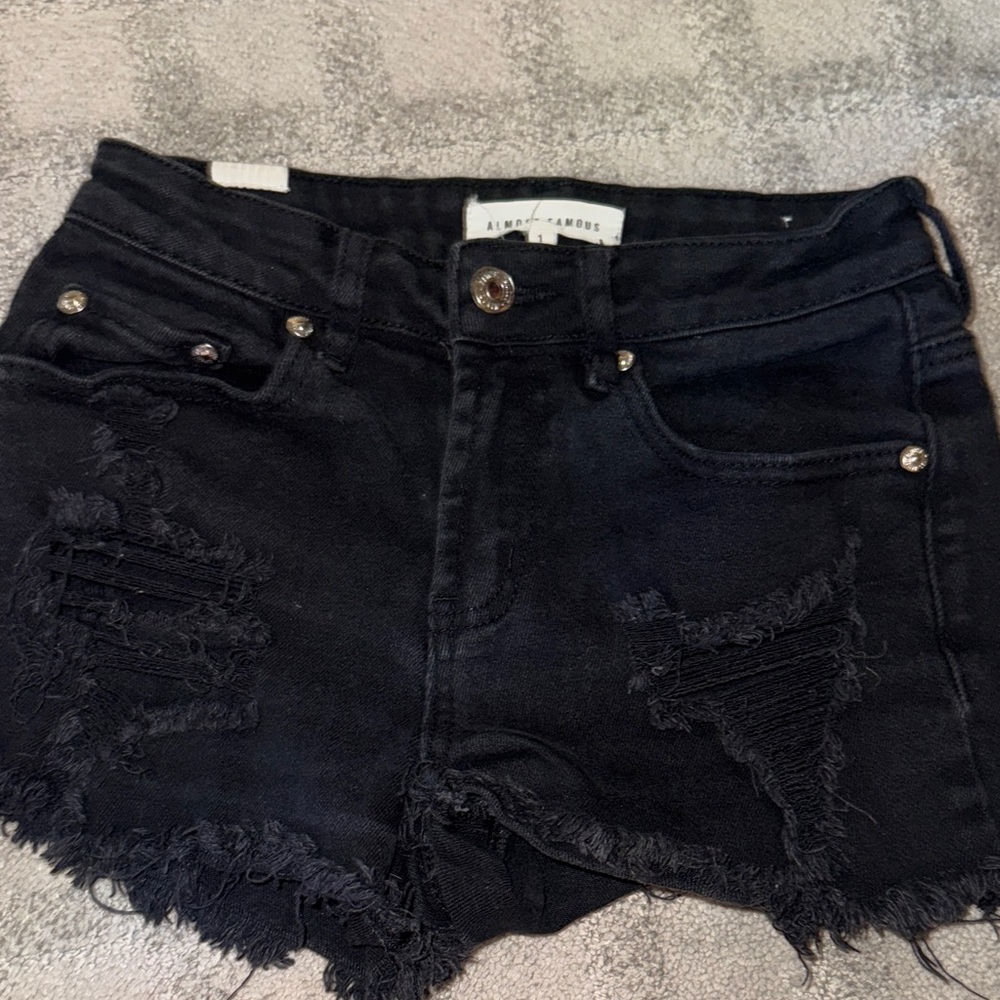 Almost Famous Black Frayed Jean Shorts